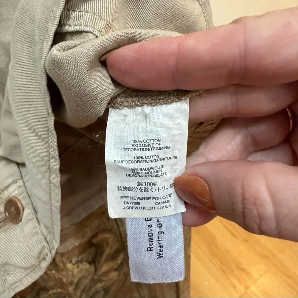 J.‎ Crew Jacket  Tan Khaki Button Up Utility Safari Shacket Lagenlook Size XS